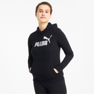 Puma Freizeit Kapuzenpullover Essentials Logo - Baumwolle - schwarz Damen